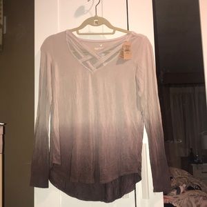 Ombré cross neck top
